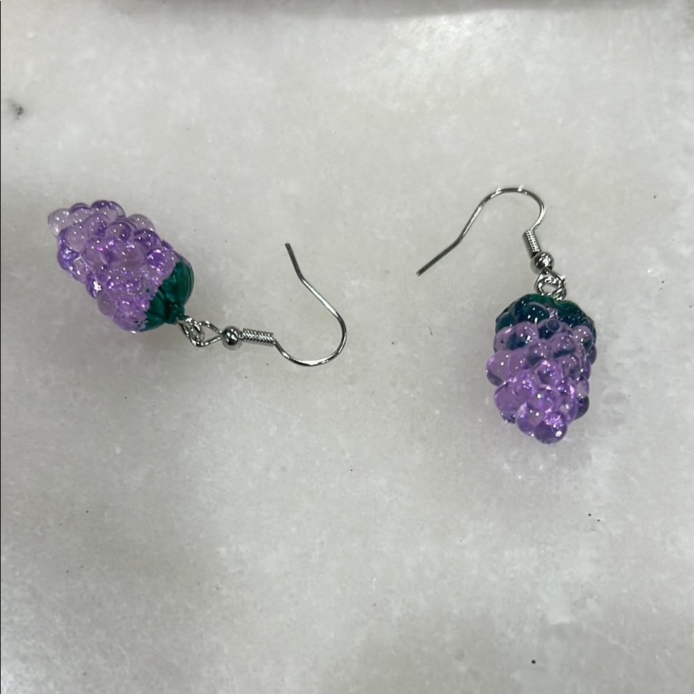 Cute Grape Earrings • Kawaii Fun Fruit Jewelry
